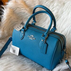 COACH Pebbled Leather Satchel Handbag in Turquoise